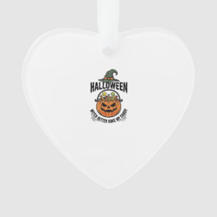Funny Halloween Witch Candy Pumpkin Shirt Design_1 Ornament