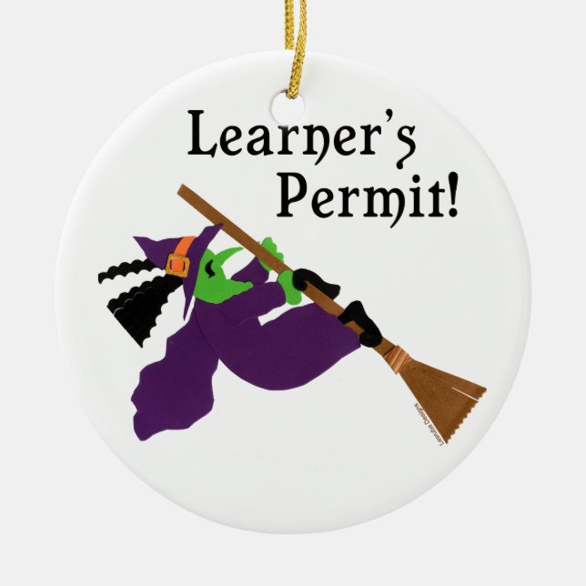 Funny Halloween Witch Ceramic Ornament (Front)