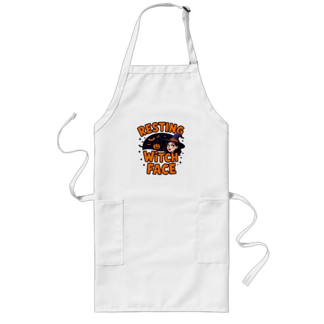 Funny Halloween Witch Design – "Resting Witch Face Long Apron (Front)