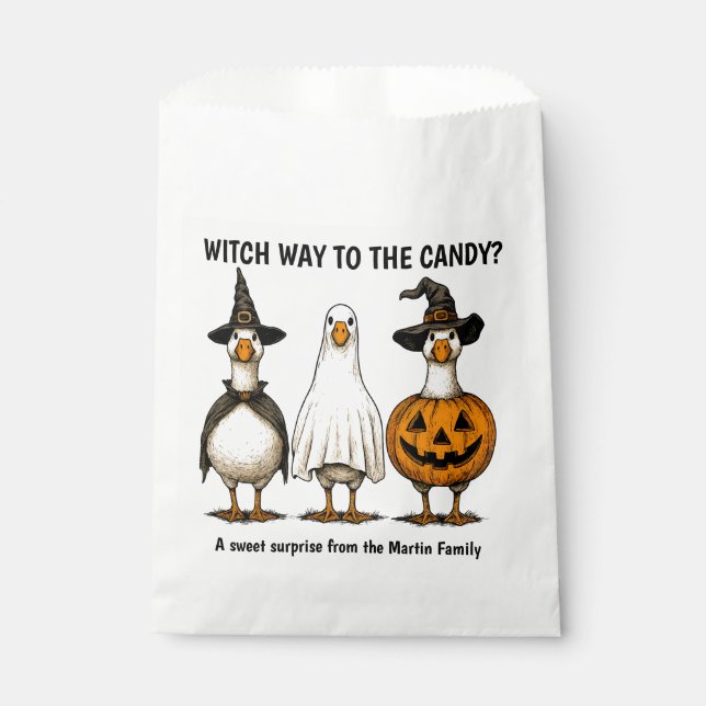 Funny Halloween Witch Goose Favor Bag (Front)