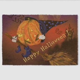 Funny Halloween Witch Pumpkin Funny Fiber Doormat