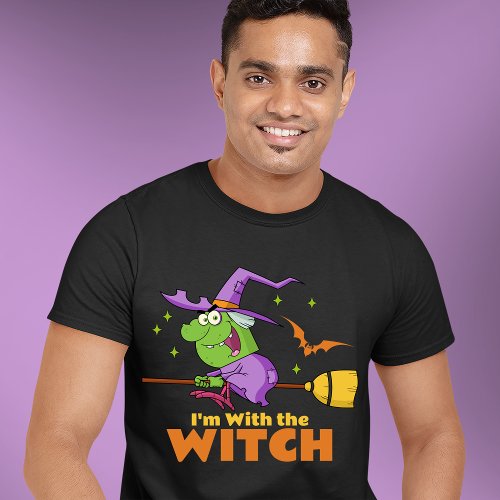 Funny Halloween Witch Riding Broomstick T_Shirt
