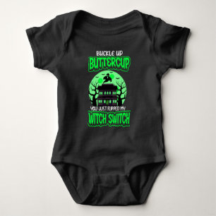 Funny Halloween Witch Switch Neon Green   Baby Bodysuit
