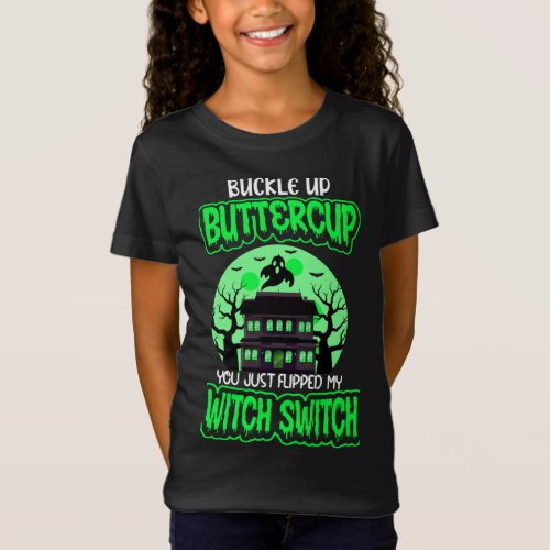 Funny Halloween Witch Switch Neon Green T_Shirt