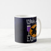 Funny Halloween Witch Way to the Wine Pumpkin Coffee Mug (Front Right)