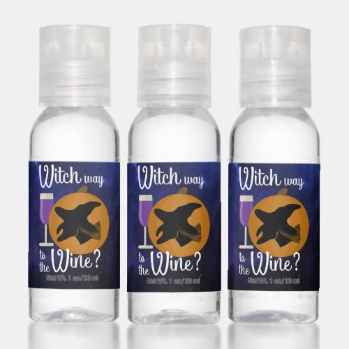 Funny Halloween Witch Way to the Wine Spooky Hand Sanitizer