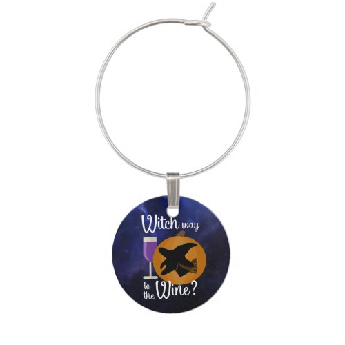 Funny Halloween Witch Way to the Wine Spooky Wine Charm