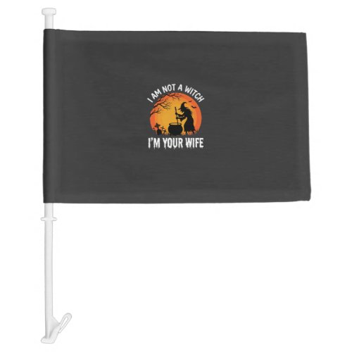 Funny Halloween Witch Wife Cauldron Design Car Flag