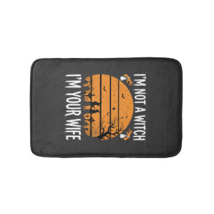 Funny Halloween Witch Wife Graveyard Design Bath Mat