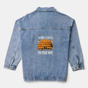 Funny Halloween Witch Wife Graveyard Design Denim Jacket