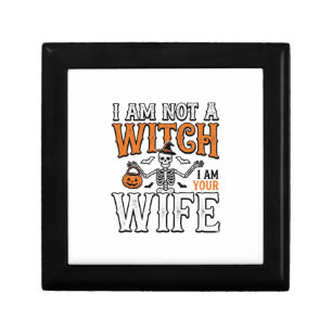 Funny Halloween Witch Wife Skeleton Vintage Shirt Gift Box
