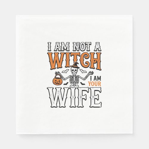 Funny Halloween Witch Wife Skeleton Vintage Shirt Napkins