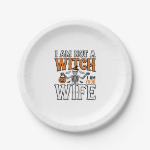 Funny Halloween Witch Wife Skeleton Vintage Shirt Paper Plates