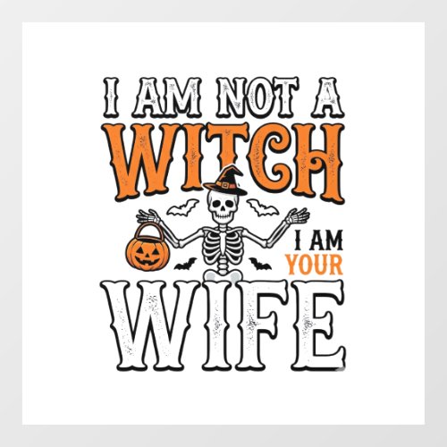 Funny Halloween Witch Wife Skeleton Vintage Shirt  Window Cling