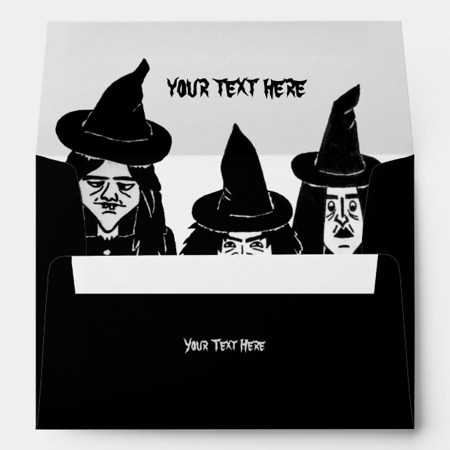 funny halloween witches spooky scary black envelope (Back (Bottom))