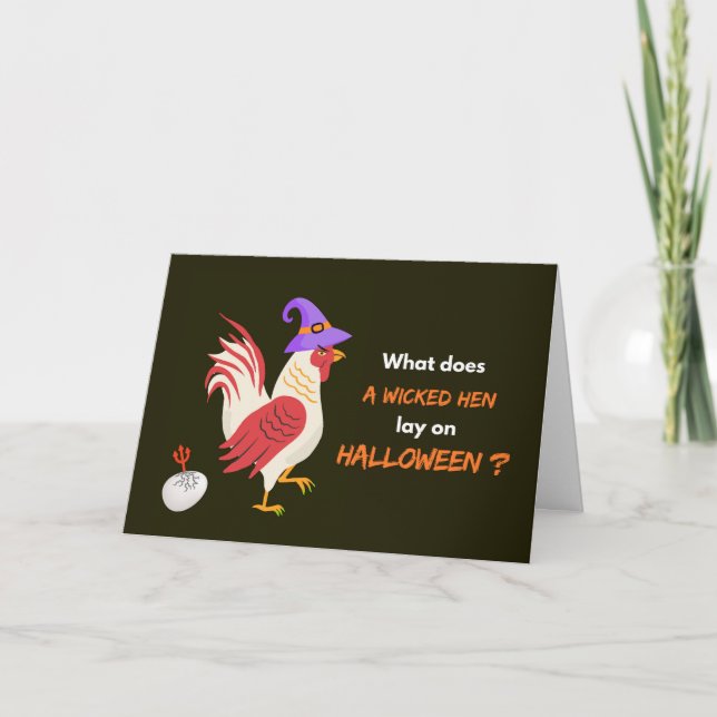 Funny Halloween with Wicked Hen and Deviled Egg Card (Front)