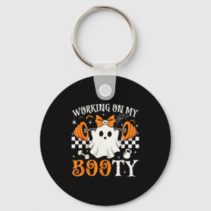 Funny Halloween Working On My Booty Boo-ty Gym Gho Keychain