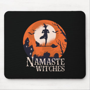 Funny Halloween Yoga Lover Namaste Witches Mouse Pad