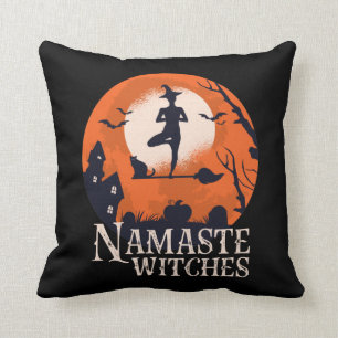Funny Halloween Yoga Lover Namaste Witches Throw Pillow