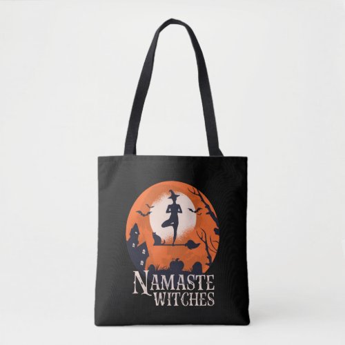 Funny Halloween Yoga Lover Namaste Witches Tote Bag