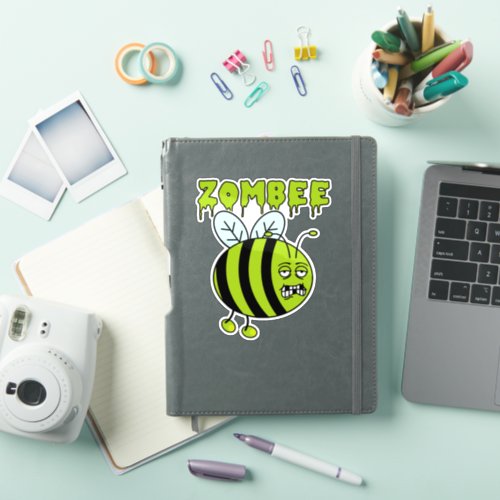 Funny Halloween Zombie Bee Character Sticker