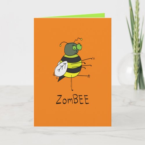 Funny Halloween Zombie Bee Greeting Card
