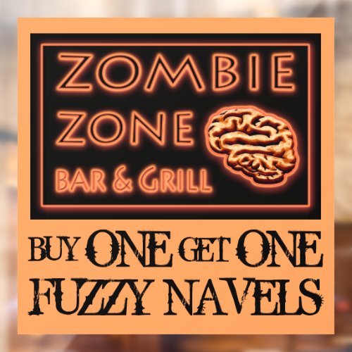 Funny Halloween Zombie Drinks Fuzzy Navel Window Cling