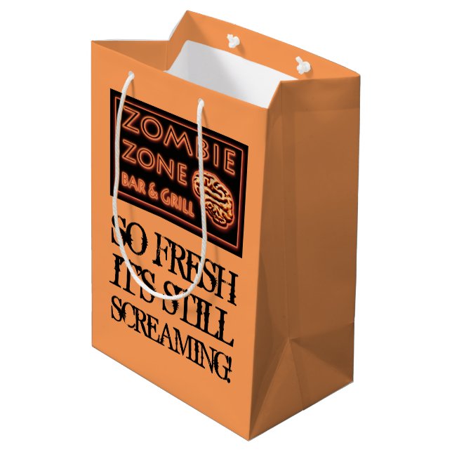 Funny Halloween Zombie Food To Go Trick-or-Treat Medium Gift Bag (Back Angled)