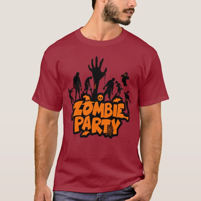 Funny Halloween Zombie Party Scary  T-Shirt (Front)