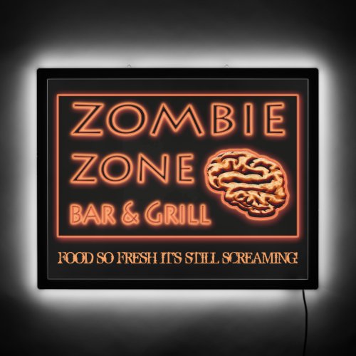 Funny Halloween ZOMBIE ZONE  Bar Grill  LED Sign