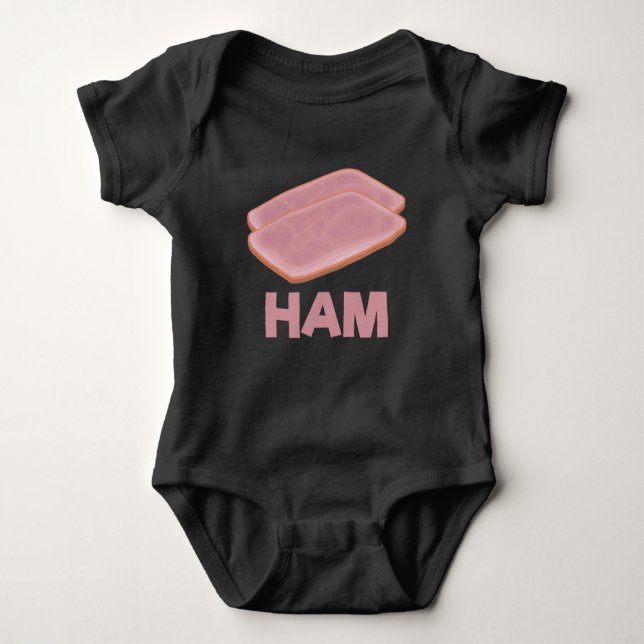 Funny Ham Slice Butcher Meat Lover Baby Bodysuit (Front)