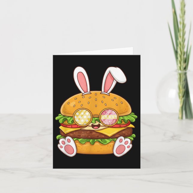 Funny Hamburger Bunny Easter Egg Easter Day Womens Card (Front)