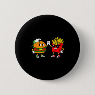 Funny Hamburger French Fries Combo Snacks Fast Foo Button
