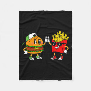 Funny Hamburger French Fries Combo Snacks Fast Foo Fleece Blanket