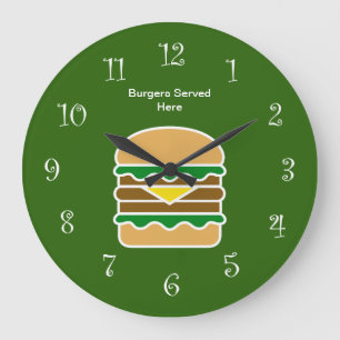 Funny Hamburger Kitchen Design Large Clock