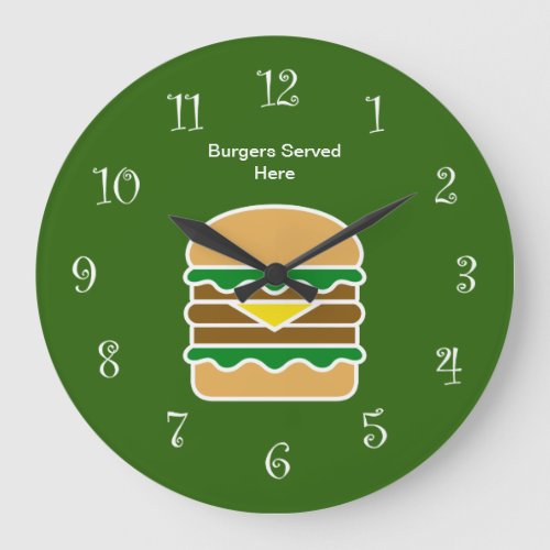 Funny Hamburger Kitchen Design Large Clock