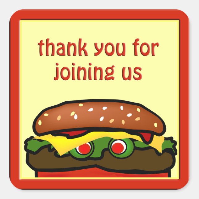 Funny Hamburger Picnic Favor Sticker (Front)