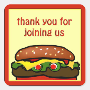 Funny Hamburger Picnic Favor Sticker