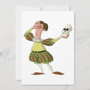 Funny Hamlet Shakespeare Actor Holding Skull Invitation