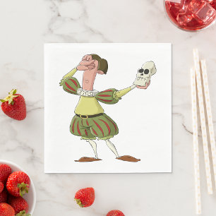 Funny Hamlet Shakespeare Actor Holding Skull Napkins