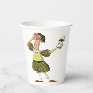 Funny Hamlet Shakespeare Actor Holding Skull Paper Cups