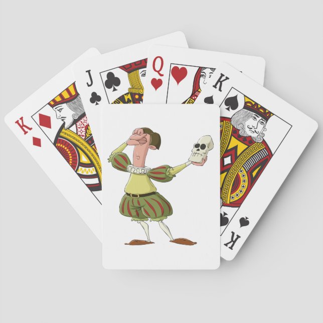 Funny Hamlet Shakespeare Actor Holding Skull Poker Cards (Back)