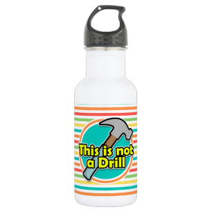 Funny Hammer; Bright Rainbow Stripes Water Bottle