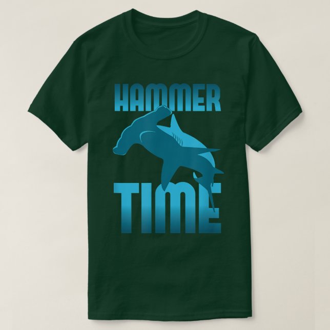 Funny, Hammer Time Hammerhead Shark  T-Shirt (Design Front)