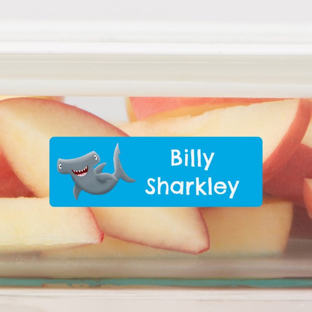 Funny Hammerhead shark cartoon personalized Labels (Affixed)