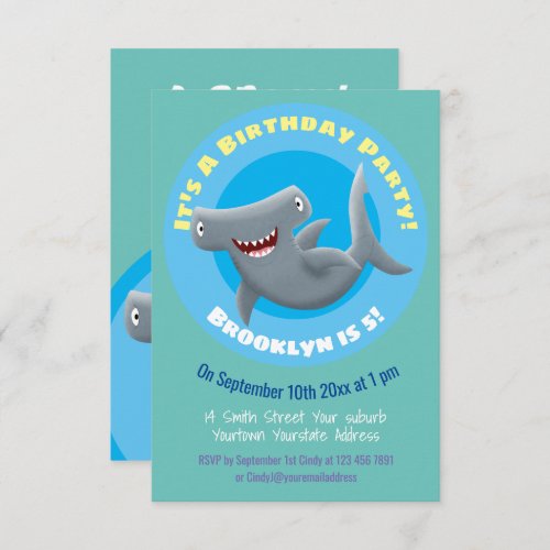 Funny Hammerhead shark personalized birthday Invitation
