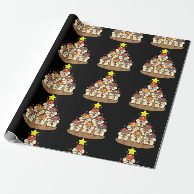 Funny Hamster Christmas Tree Wrapping Paper (Unrolled)