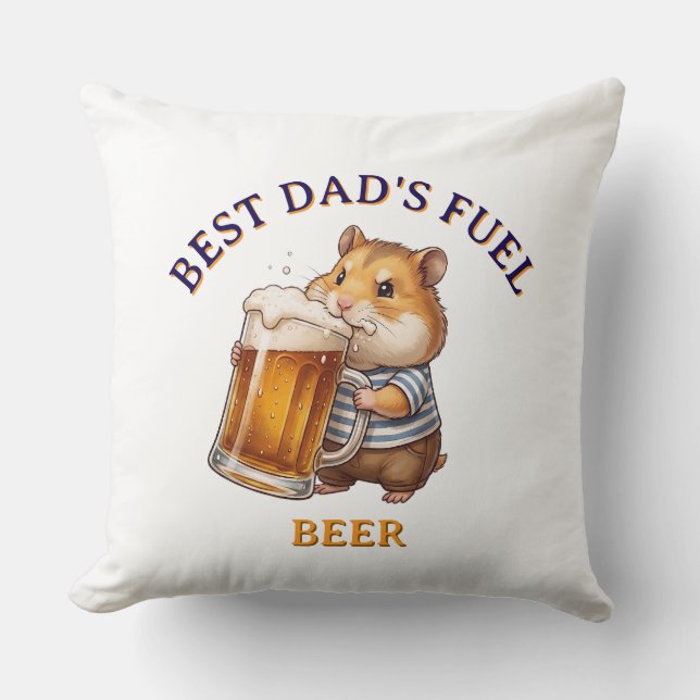 Funny Hamster Drinking Beer - Throw Pillow (Front)