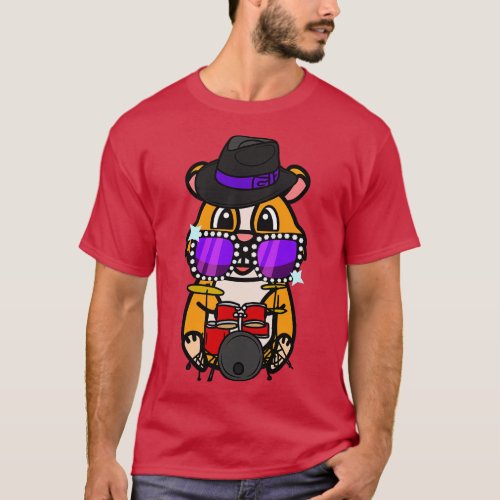 Funny hamster is playing the drums T_Shirt