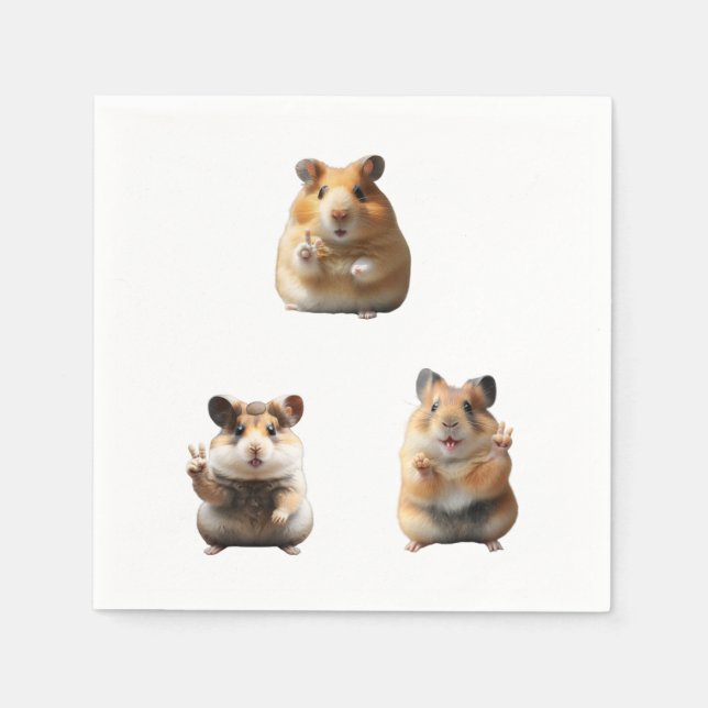 Funny Hamster Meme Peace Sign Napkins (Front)